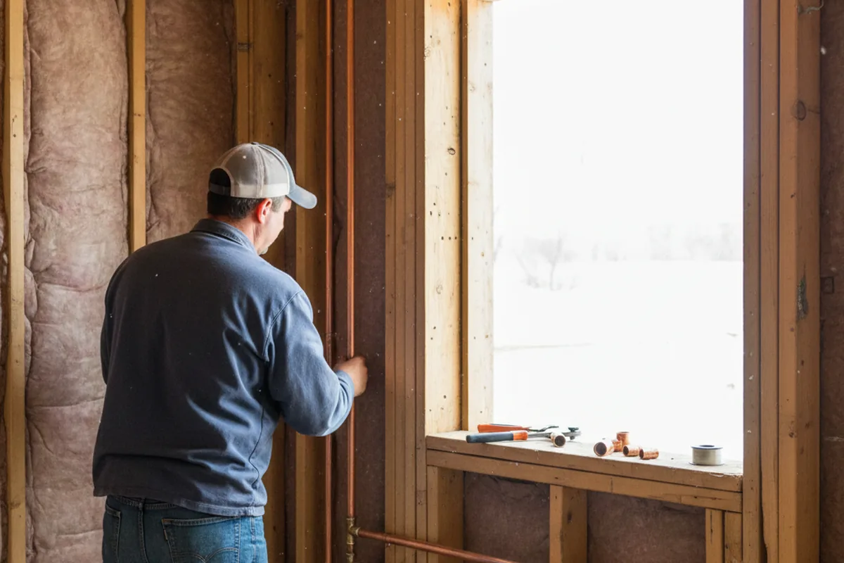 Licensed plumber running new copper supply lines in a North Augusta home