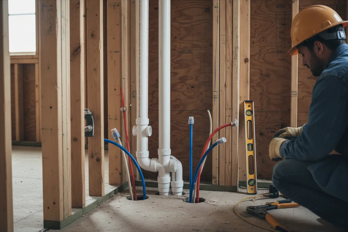 Drain and supply rough-in during Sump Pump Repair in North Augusta